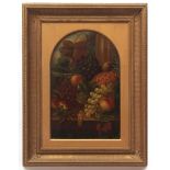 ATTRIBUTED TO GEORGE LANCE (1802-1864, BRITISH) Still Life Study of fruit on a ledge oil on panel 45