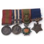 UK group of four miniature medals, comprising Afghanistan medal 1881, Egypt medal 1882-89, with