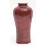 Chinese pale sang de boeuf glaze vase with impressed mark to base, 21.7cm high