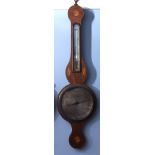 Mid-19th century mahogany and marquetry inlaid wheel barometer, F Molton - Dove Lane, Norwich, the