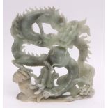 Large Chinese soapstone carving of a writhing dragon, 33cm high