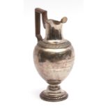 Mid-19th century Italian 800 standard ewer with flared rim and inverted baluster body with lion mask