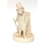 Rare late 19th century W H Goss Parian figure of the Crossing Sweeper modelled as a Victorian urchin