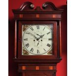 Mid-19th century oak mahogany and boxwood cross banded 8-day longcase clock, Adams - Middlewich, the