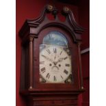 Mid-19th century mahogany cross banded 8-day longcase clock, Jas Fielding - Boston, the case with