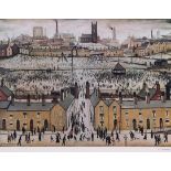 AR LAURENCE STEPHEN LOWRY RA (1887-1976) "Britain at Play" coloured print with Guild blind stamp