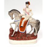 19th century Staffordshire Equestrian figure of the Sultan of Turkey, 35cm high