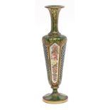 Venetian glass spill vase, the circular spout joining a hexagonal tapering body overlaid with