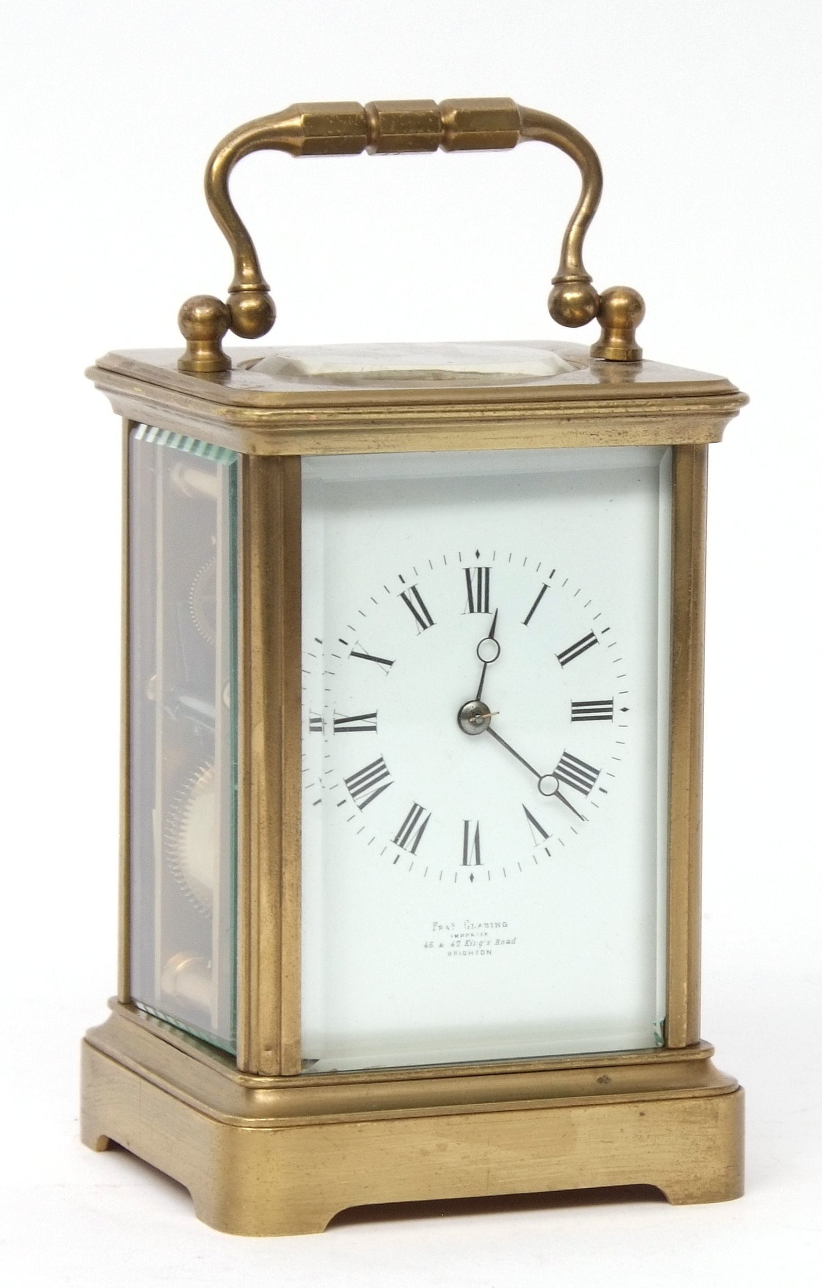 Late 19th century French lacquered brass carriage clock, 1837, retailed by Fras Gladding - 46 & 47