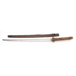 Japanese Shin Gunto WWII officer's sword with older Samurai blade, the hilt of typical military