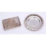 Mixed Lot: Middle Eastern white metal single circular dish together with a hinged rectangular