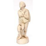 Late 19th century W H Goss Parian figure of the "Chimney Sweep Boy" modelled as a young boy with a