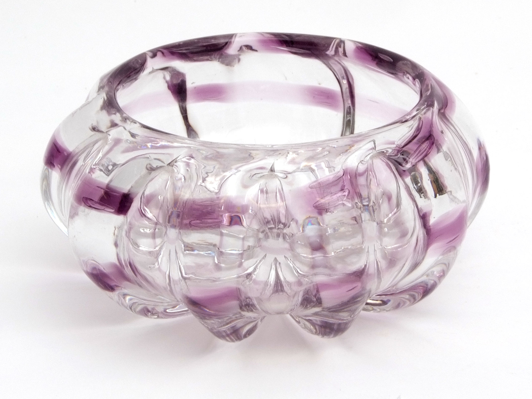 Mid-20th century Seguso "Sommerso" glass bowl designed by Flavio Poli, in clear glass with