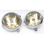 Two French chrome based spotlights, "Phares, Auteroche", each of domed cylindrical form with