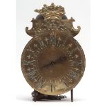 Early 18th century Continental iron framed bracket clock, the engraved circular Roman dial with