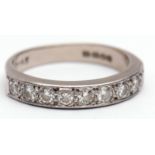18ct white gold diamond half eternity ring, set with 9 small single cut diamonds, hallmarked