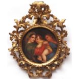 AFTER RAPHAEL (19/20th CENTURY) "The Madonna della Sedia" Italian porcelain circular plaque, with