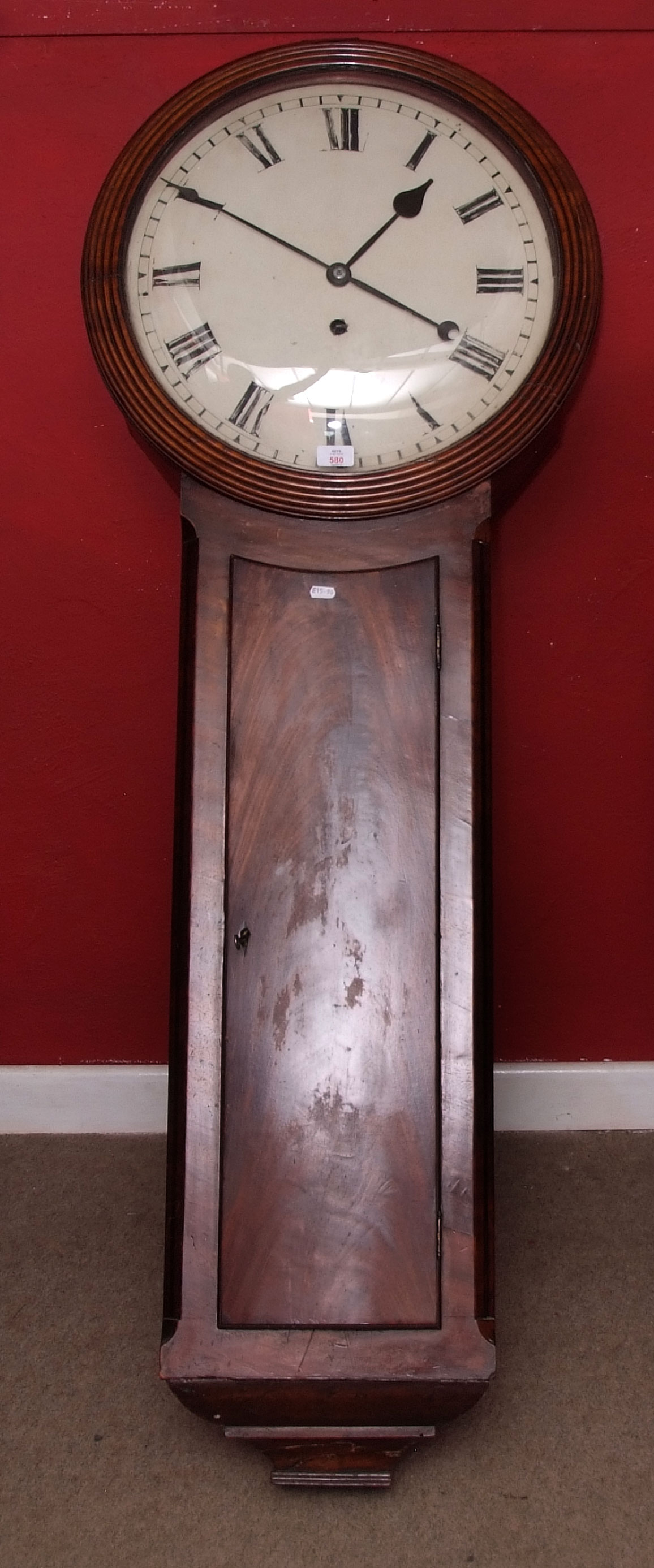 Mid-19th century mahogany cased "Norwich" tavern timepiece, the reeded broad surround with convex