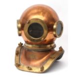 Late 20th century Soviet era Russian 12 bolt diving helmet of tin lined copper construction with