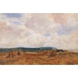 CLAUDE HAYES RI RWS (1852-1922) Harvest field watercolour, signed lower right 36 x 53cm