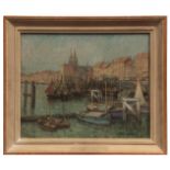 AR HILARY DULCIE COBBETT RSMA SWA (1885-1976) "View of the Harbour, Ostende" oil on canvas, signed