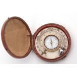 Early 19th century morocco cased ivory combination thermometer/compass, the hinged morocco covered
