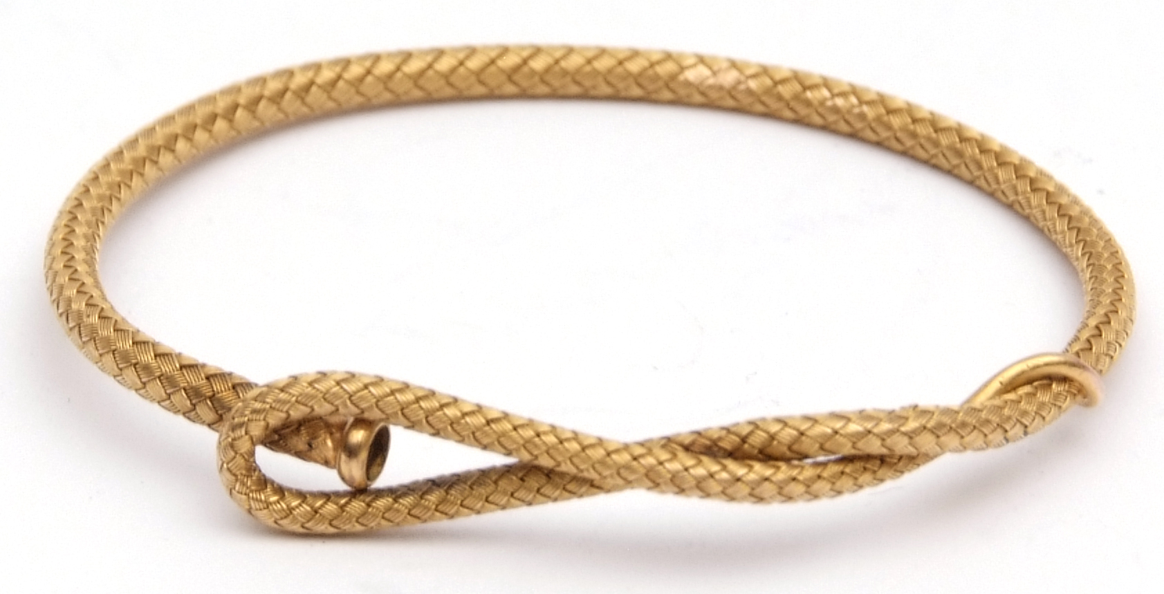 Mid-grade yellow metal rope twist bracelet, 6.7gm