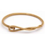 Mid-grade yellow metal rope twist bracelet, 6.7gm