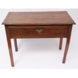 18th century oak side table with moulded edge and single frieze drawer, raised on plain chamfered