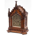 Late 19th century oak cased Gothic Revival bracket clock, C & J Ganter - Ipswich, the