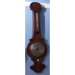Late 19th century mahogany wheel barometer, R Greene - Norwich, the case with rounded pediment and