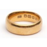22ct gold wedding ring, plain polished design, hallmarked Birmingham 1919 10.7gm, size L