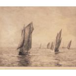 WILLIAM LIONEL WYLLIE RA RBA RE RI (1851-1931) "Brixham Fishing Fleet" black and white etching,