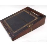 Second half of 19th century brass bound rosewood writing slope, of typical hinged rectangular form