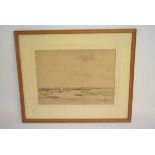 Arthur Edward Davies, RBA, RCA, signed pen, ink and watercolour, North Norfolk estuary, 29 x 40cms