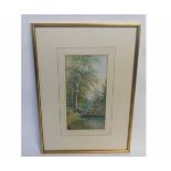 Allan, signed, watercolour, River scene 31 x 15cms