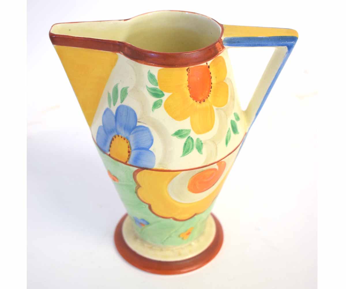 Pilot Gibson's hand painted conical formed vase with decorative flora decoration and triangular open
