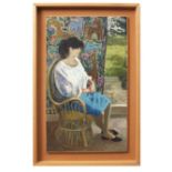 AR Dorothy Morton (1890-1983) oil on board, signed and dated 88 lower left Lady seated in a cane
