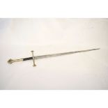 Replica Aragon sword with black leather ribbed handle with etched blade, 137cms long