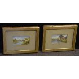 Samuel H Baldrey, initialled pair of watercolours, "Thorpe watering" and "Behind our town", 8 x