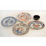 Three 19th century Mason's Ironstone decorated plates together with a further oval platter and
