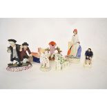 Staffordshire figure group of an inebriated couple together with a Staffordshire greyhound pen