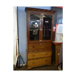 19th century mahogany side cabinet with fitted full front drawer above two further drawers, 112cms