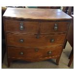 Georgian mahogany bow fronted two over three full width drawer chest with inlaid detail, fitted with