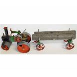 Unboxed Mamod steam roller together with log trailer (2)