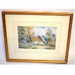 John Bonny, signed, watercolour, A Suffolk cottage 17x 26cms
