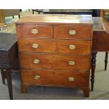 19th century mahogany straight fronted two-over-three full width drawer chest raised on bracket feet