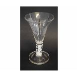 Large "Jacobite" opaque twist goblet with etched rose detail, 25cms tall
