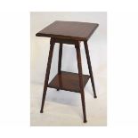 Edwardian mahogany and satinwood inlay two tier side table supported on four splayed ring turned