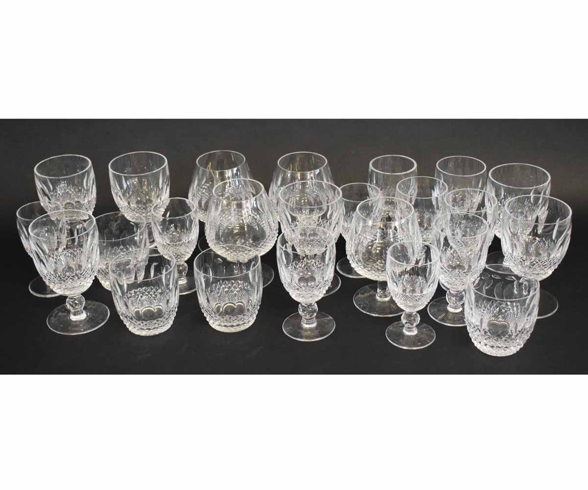 Part suite of Waterford Crystal wares comprising six large cut glass wine glasses, set of six